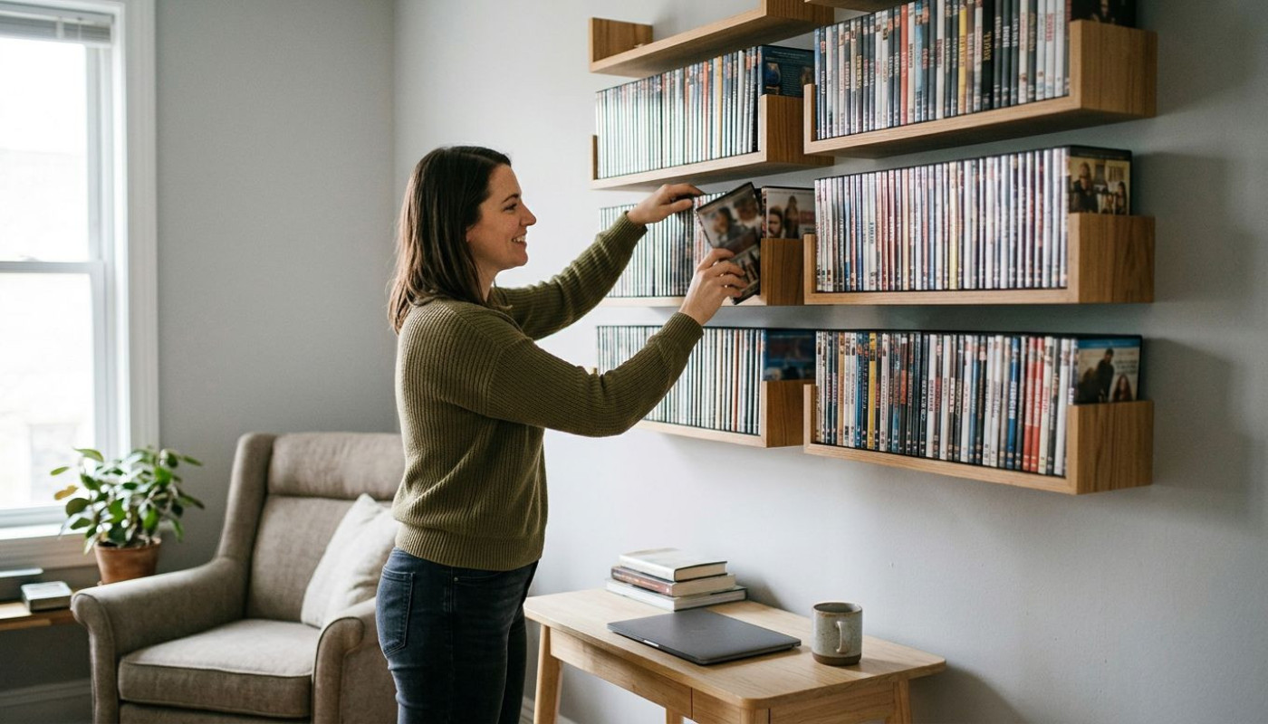 Comment optimiser l'espace avec des étagères murales pour DVD ?